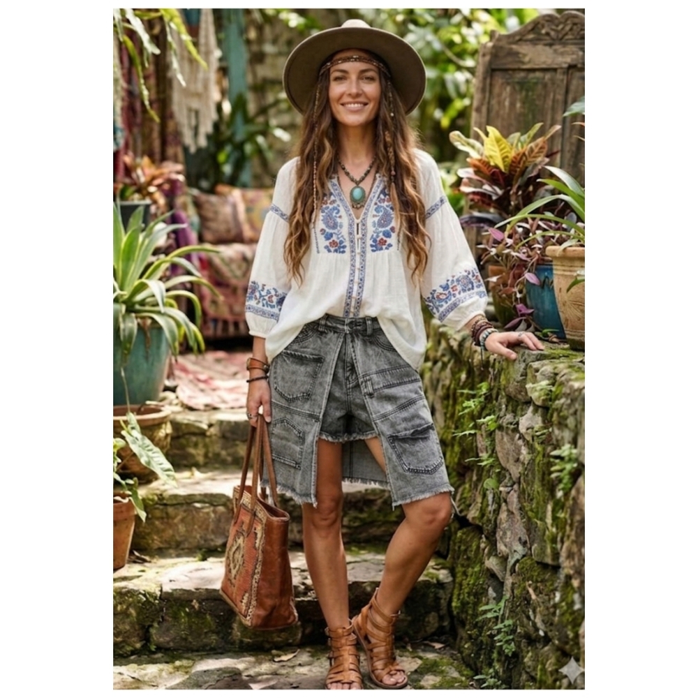 Boutique Layered Denim Shorts - Picture 10 of 10